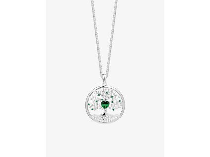 Stříbrný přívěsek Sparkling Tree od Life, strom života s kubickou zirkonií Preciosa, emerald