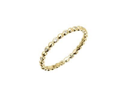 Pozlacený stříbrný prsten vzorovaný se zirkonky 15005.1 crystal (Velikost 51 (průměr 16,2 mm))