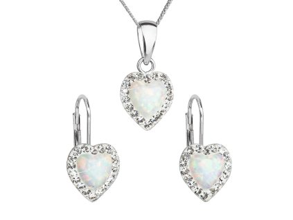 27110 3 27110 sada sperku se syntetickym opalem a krystaly preciosa nausnice a privesek bile srdce 39161 1