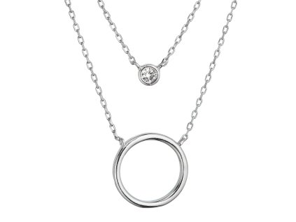 32666 2 32666 stribrny nahrdelnik dvajity retizek krouzek a zirkon 12111 1