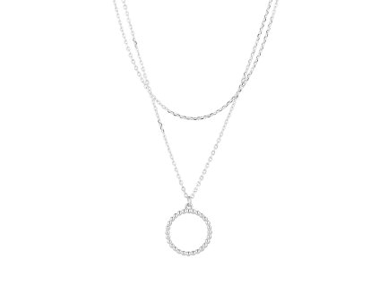 32855 4 32855 stribrny nahrdelnik dvojity retizek s krouzkem 62017