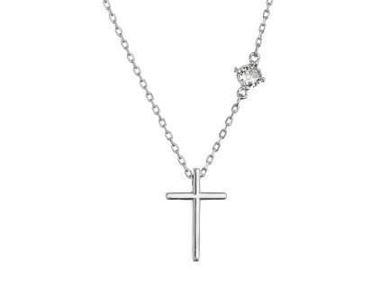 32654 2 32654 stribrny nahrdelnik leskly kriz a zirkon 12107 1