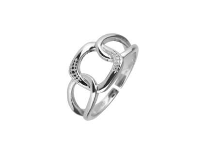 Stříbrný prsten čtvercový se zirkony 65010 UNI (Velikost uni)