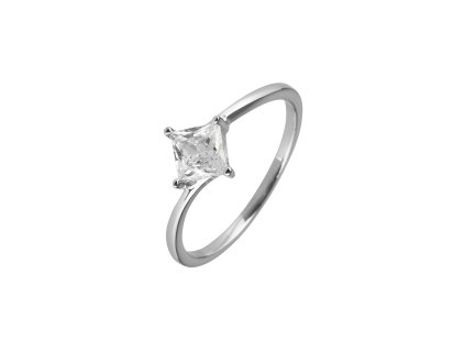 Stříbrný prsten se zirkonem čtverec bílý 15006.1 crystal (Velikost 51 (průměr 16,2 mm))