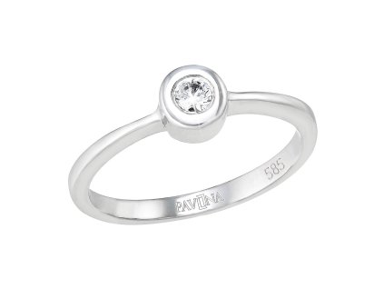 Zlatý prsten 85011.1 bílé zlato s briliantem (Velikost 48 (průměr 15,3 mm))