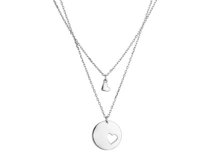 33478 stribrny dvourady nahrdelnik placicka se srdcem 62035