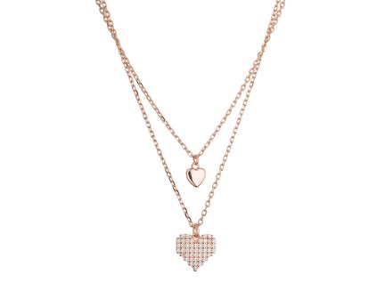 35161 pozlaceny dvourady nahrdelnik srdicka 12153 1 rose gold