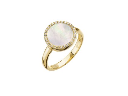 Pozlacený prsten s bílou perletí 15022.1 (Velikost 52 (průměr 16,6mm))