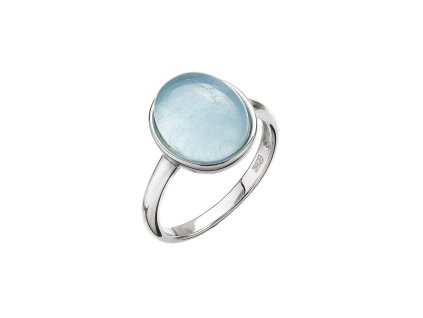 Stříbrný prsten ovál s akvamarínem 15024.3 (Velikost 52 (průměr 16,6mm))
