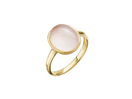 Pozlacený prsten ovál s růženínem 15024.3 (Velikost 52 (průměr 16,6mm))