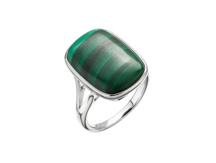 Stříbrný prsten obdélník s malachitem 15026.3 (Velikost 52 (průměr 16,6mm))