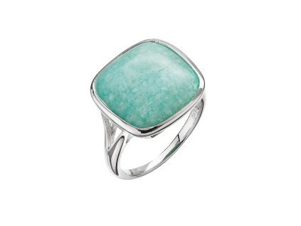 Stříbrný prsten čtverec s amazonitem 15033.3 (Velikost 52 (průměr 16,6mm))