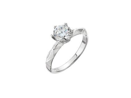 Stříbrný prsten MIA s ornamentem 15M00005 moissanite (Velikost 51 (průměr 16,2mm))