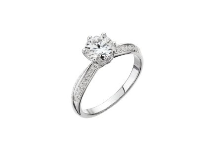 Stříbrný prsten MIA zdobený 15M00007 moissanite (Velikost 51 (průměr 16,2mm))