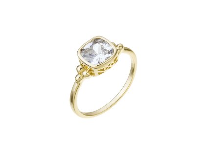 Pozlacený prsten se čtvercovým zirkonem 15037.1 (Velikost 52 (průměr 16,6 mm))