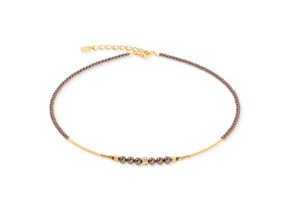 Perlový náhrdelník s hematitom COEUR DE LION 4312101100