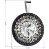 Strieborný prívesok s krištáľmi Swarovski bielo-čierny okrúhly 34207.3