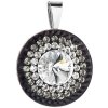 Strieborný prívesok s krištáľmi Swarovski bielo-čierny okrúhly 34207.3