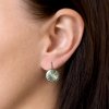 Strieborné náušnice visiace s krištáľmi Swarovski zelené okrúhle 31106.3