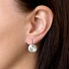 Strieborné náušnice visiace s krištáľmi Swarovski biele okrúhle 31106.1