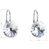 Strieborné náušnice visiace s krištáľmi Swarovski biele okrúhle 31106.1