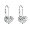 Strieborné náušnice visiace s krištáľmi Swarovski biele srdce 31125.1