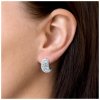Strieborné náušnice visiace s krištáľmi Swarovski biely polkruh 31164.1