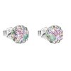Strieborné náušnice kôstka s krištáľmi Swarovski mix farieb okrúhle 31136.3 sakura