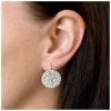 Strieborné náušnice visiace s krištáľmi Swarovski biele okrúhle 31161.1