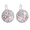 Strieborné náušnice visiace s krištáľmi Swarovski ružové okrúhle 31161.3