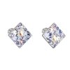 Strieborné náušnice kôstka s krištáľmi Swarovski fialový kosoštvorec 31169.3
