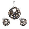 Sada šperkov s krištáľmi Swarovski náušnice a prívesok mix farieb čierna hnedá zlatá okrúhle 39148.4