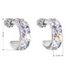 Strieborné náušnice kruhy s krištáľmi Swarovski fialový polkruh 31118.3 Violet