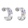 Strieborné náušnice kruhy s krištáľmi Swarovski fialový polkruh 31118.3 Violet