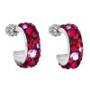 Strieborné náušnice kruhy s krištáľmi Swarovski červený polkruh 31118.3 cherry