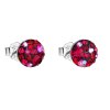 Strieborné náušnice kôstka s krištáľmi Swarovski červenej okrúhle 31136.3 cherry