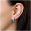 Strieborné náušnice visiace s krištáľmi Swarovski modré okrúhle 31229.3 light turquoise