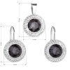 Sada šperkov s krištáľmi Swarovski náušnice a prívesok čierne okrúhle 39107.3