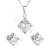 Sada šperkov s krištáľmi Swarovski náušnice a prívesok mix farieb kosoštvorec 39126.3 light sapphire