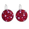 Strieborné náušnice visiace s krištálmi Swarovski červené okrúhle 31161.3 cherry