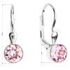 Strieborné náušnice visiace s krištálmi Swarovski ružové okrúhle 31112.3 light rose