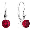 Strieborné náušnice visiace s krištálmi červené okrúhle 31112.3 ruby