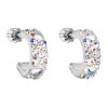 Strieborné náušnice kruhy s krištálmi Swarovski ab efekt polkruh 31118.2