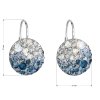 Strieborné náušnice visiace s krištálmi Swarovski modré okrúhle 31176.3 ice blue