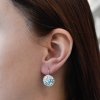 Strieborné náušnice visiace s krištálmi Swarovski modré okrúhle 31176.3 light turquoise