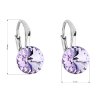 Strieborné náušnice visiace s krištálmi Swarovski fialové okrúhle 31229.3 violet