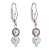 Strieborné náušnice visiace s krištálmi Preciosa hnedej okrúhle 31244.3
