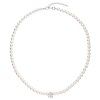 Perlový náhrdelník biely s Preciosa krištáľmi 32063.1