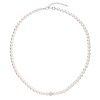Perlový náhrdelník biely s Preciosa krištáľmi 32063.1