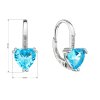 Strieborné náušnice visiace so zirkónmi modré srdiečko 11409.3 aqua